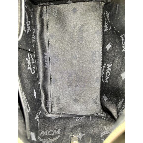 MCM Boston Satchel Black Visetos Monogram Vtg Leather Bag Gold Hardware – Small - Picture 7 of 14